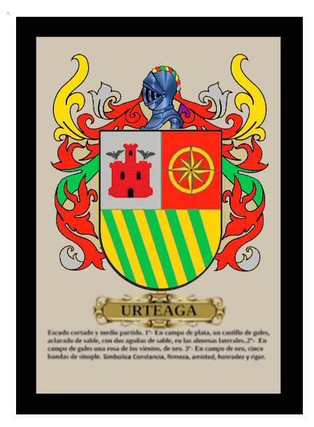 Escudo de Heráldica de Urteaga enmarcado